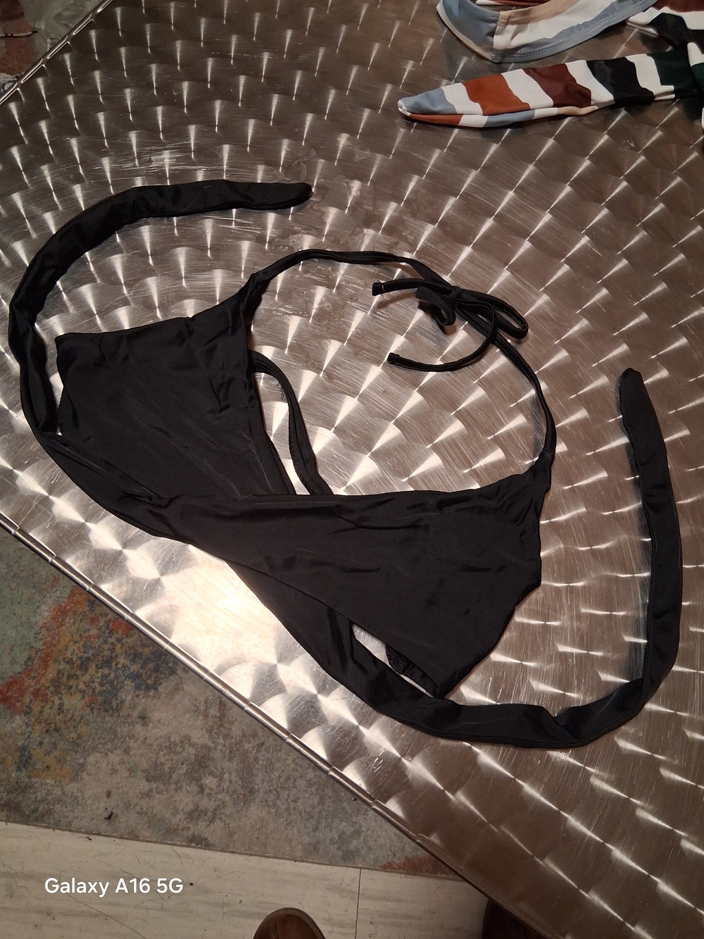 Women's Black Tie-Back Bikini Top - Adjustable Swimwear
